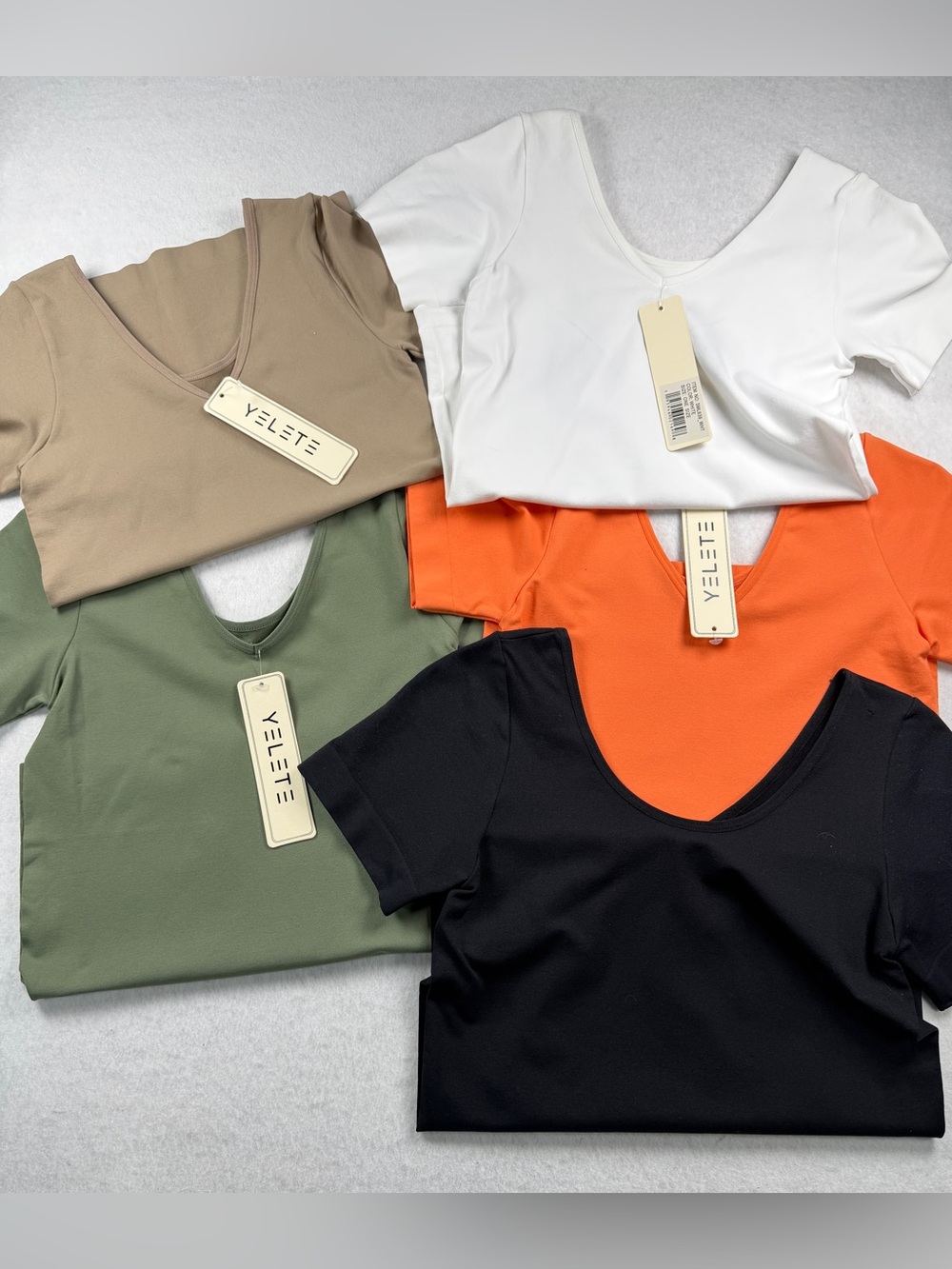 Yelete NWT Seamless Reversible V-Neck/Scoop Neck Short Sleeve Tops Lot of 5
